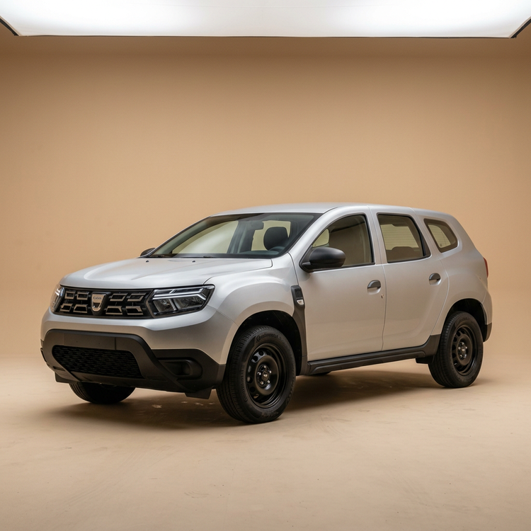 Dacia Duster argenté, vue avant trois quarts