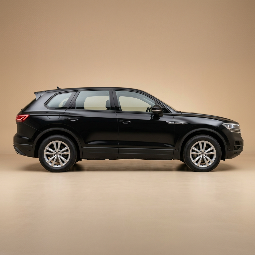 Volkswagen Touareg noir, vue de profil