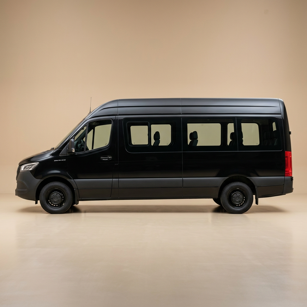 Mercedes Sprinter noir, vue de profil