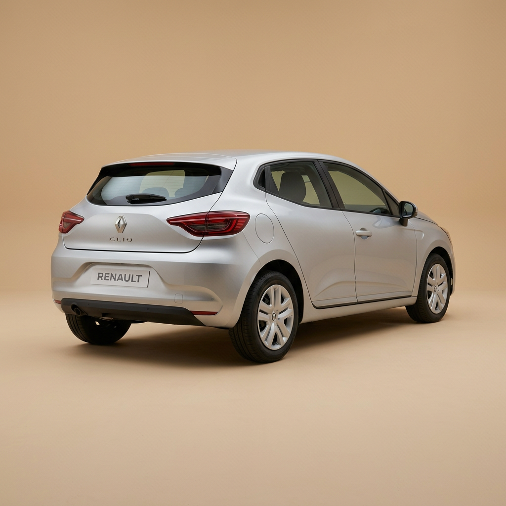 Renault Clio 5 argentée, vue arrière trois quarts